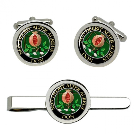 Don Scottish Clan Crest Cufflink and Tie Clip Set