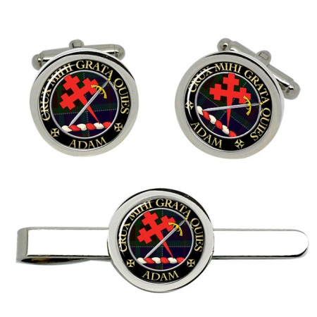 Adam Scottish Clan Crest Cufflink and Tie Clip Set