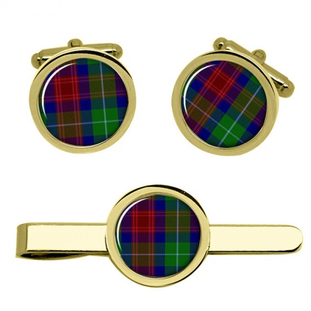 Akins Scottish Tartan Cufflinks and Tie Clip Set