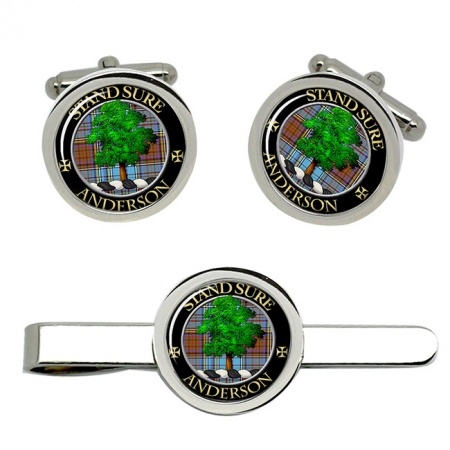 Anderson Scottish Clan Crest Cufflink and Tie Clip Set