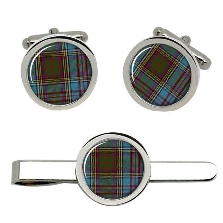 Anderson Scottish Tartan Cufflinks and Tie Clip Set