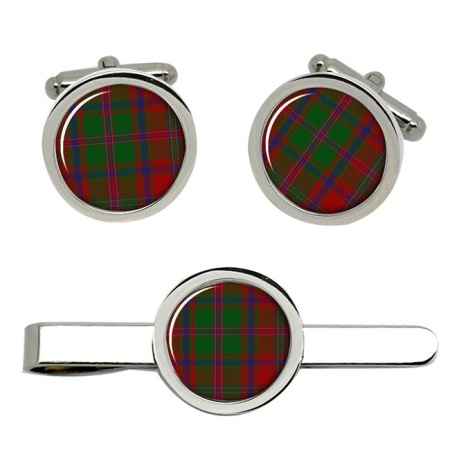 Stewart of Appin Scottish Tartan Cufflinks and Tie Clip Set