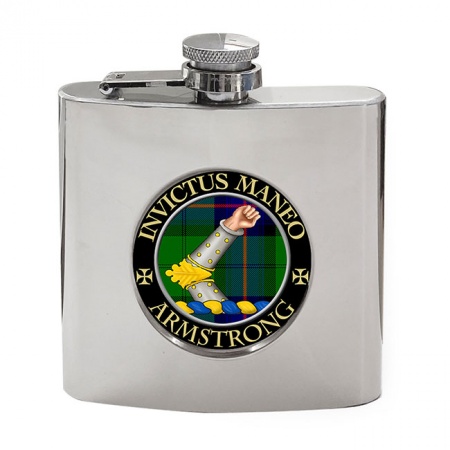 Armstrong Vambraced Scottish Clan Crest Hip Flask