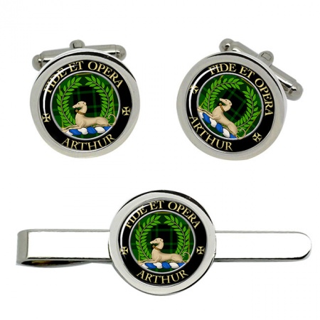 Arthur Modern Scottish Clan Crest Cufflink and Tie Clip Set