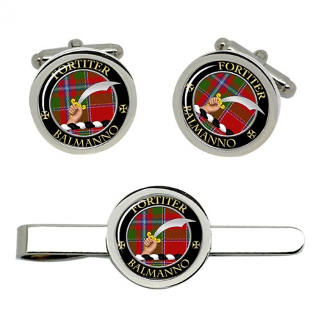 Balmanno Scottish Clan Crest Cufflink and Tie Clip Set