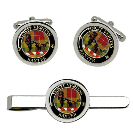 Baxter Scottish Clan Crest Cufflink and Tie Clip Set