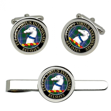 Belshes Scottish Clan Crest Cufflink and Tie Clip Set