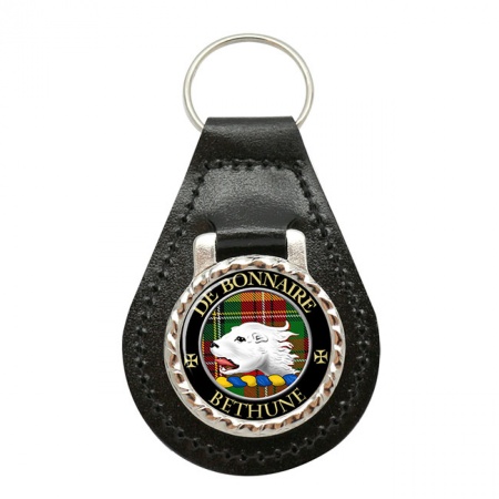 Bethune Scottish Clan Crest Leather Key Fob