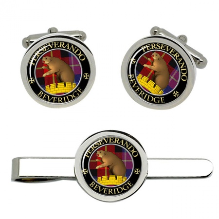 Beveridge Scottish Clan Crest Cufflink and Tie Clip Set