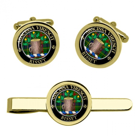 Bisset Scottish Clan Crest Cufflink and Tie Clip Set