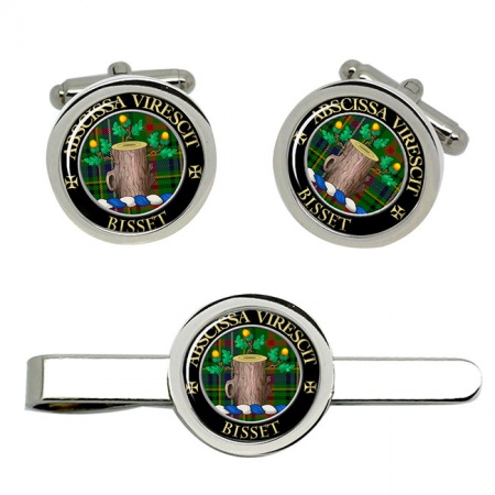 Bisset Scottish Clan Crest Cufflink and Tie Clip Set