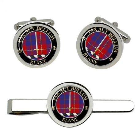 Blane Scottish Clan Crest Cufflink and Tie Clip Set