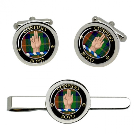 Boyd Scottish Clan Crest Cufflink and Tie Clip Set