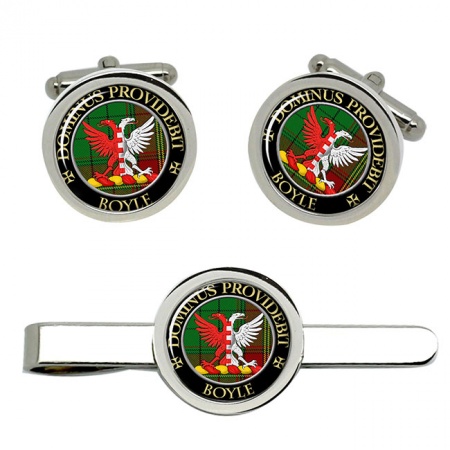 Boyle Scottish Clan Crest Cufflink and Tie Clip Set