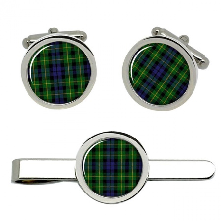 Campbell of Breadalbane Scottish Tartan Cufflinks and Tie Clip Set