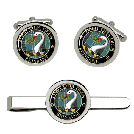 Brisbane Scottish Clan Crest Cufflink and Tie Clip Set