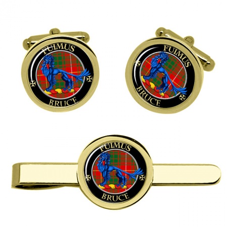 Bruce Scottish Clan Crest Cufflink and Tie Clip Set
