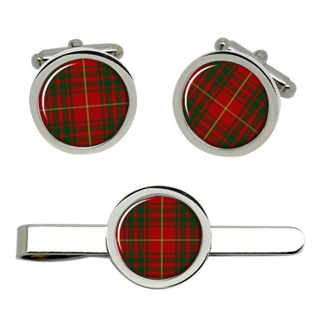 Bruce Scottish Tartan Cufflinks and Tie Clip Set