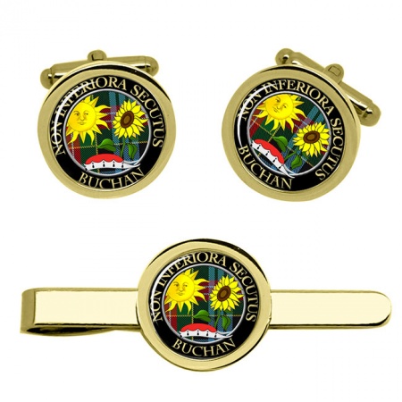 Buchan Scottish Clan Crest Cufflink and Tie Clip Set