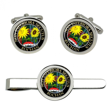 Buchan Scottish Clan Crest Cufflink and Tie Clip Set