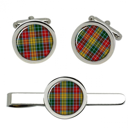Buchanan Scottish Tartan Cufflinks and Tie Clip Set