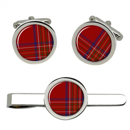 Burnett Scottish Tartan Cufflinks and Tie Clip Set