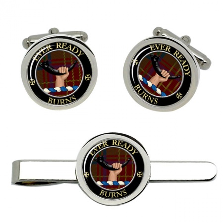 Burns Scottish Clan Crest Cufflink and Tie Clip Set