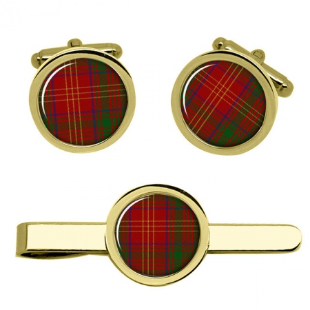 Burns Scottish Tartan Cufflinks and Tie Clip Set