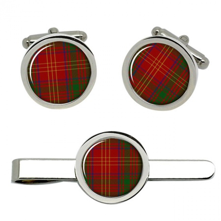 Burns Scottish Tartan Cufflinks and Tie Clip Set