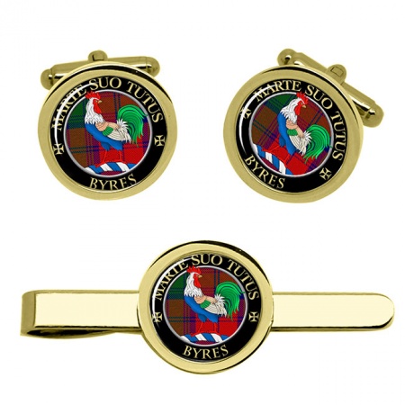 Byres Scottish Clan Crest Cufflink and Tie Clip Set