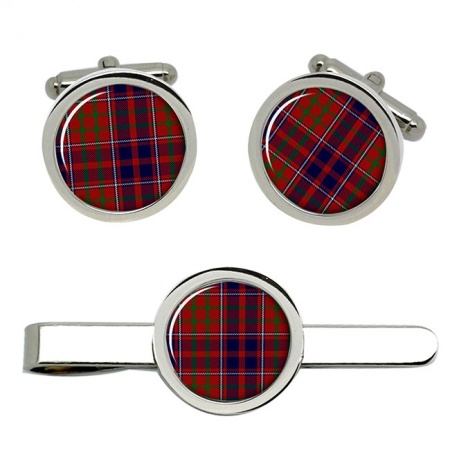 Cameron of Locheil Scottish Tartan Cufflinks and Tie Clip Set