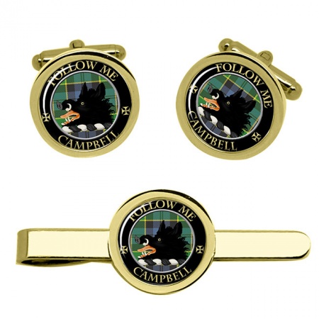 Campbell of Breadalbane Scottish Clan Crest Cufflink and Tie Clip Set