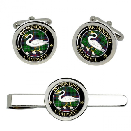 Campbell of Cawdor Scottish Clan Crest Cufflink and Tie Clip Set