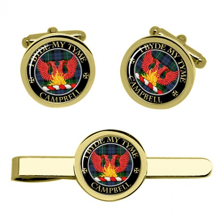 Campbell of Loudoun Scottish Clan Crest Cufflink and Tie Clip Set