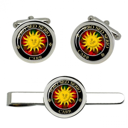 Carr Scottish Clan Crest Cufflink and Tie Clip Set