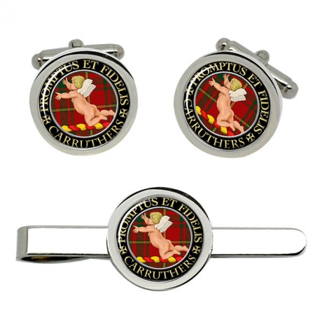 Carruthers Scottish Clan Crest Cufflink and Tie Clip Set