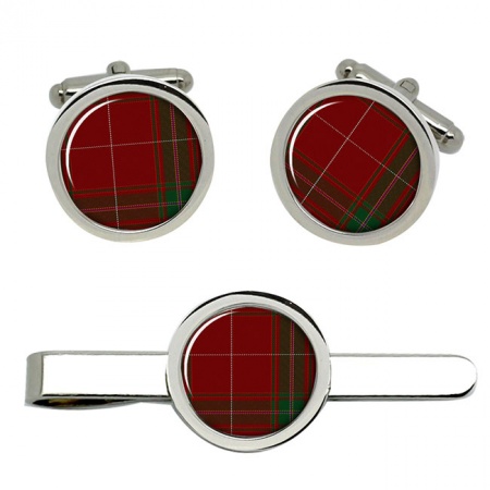 Carruthers Scottish Tartan Cufflinks and Tie Clip Set