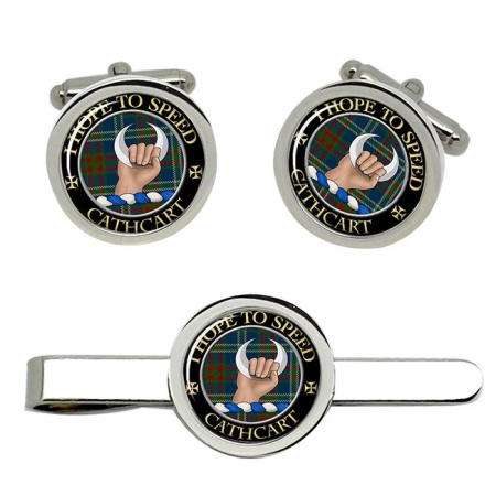 Cathcart Scottish Clan Crest Cufflink and Tie Clip Set