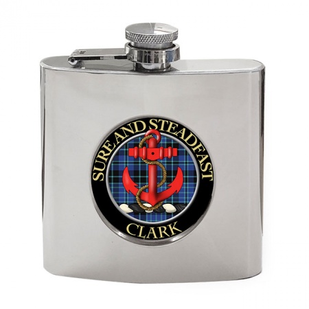 Clark (anchor crest) Scottish Clan Crest Hip Flask