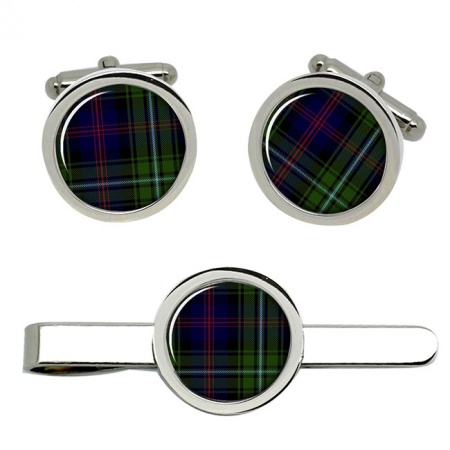 Clark Scottish Tartan Cufflinks and Tie Clip Set