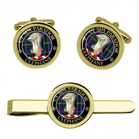 Clephane Scottish Clan Crest Cufflink and Tie Clip Set