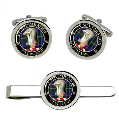 Clephane Scottish Clan Crest Cufflink and Tie Clip Set