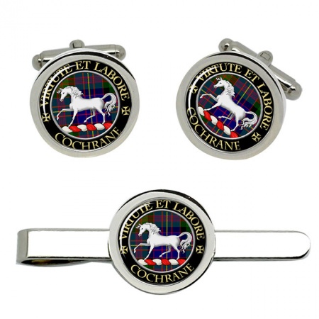 Cochrane Scottish Clan Crest Cufflink and Tie Clip Set