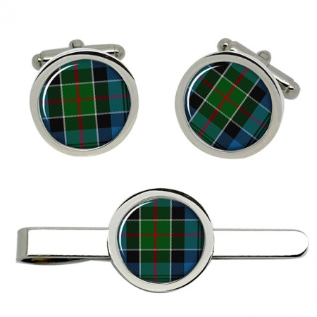 Colquhoun Scottish Tartan Cufflinks and Tie Clip Set
