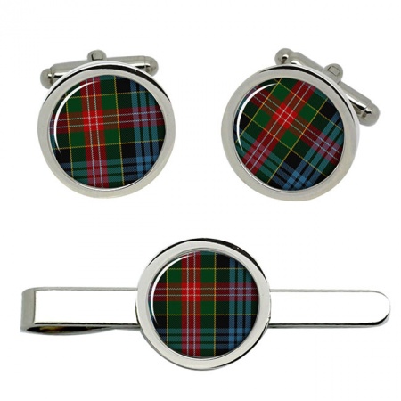 Comyn Scottish Tartan Cufflinks and Tie Clip Set