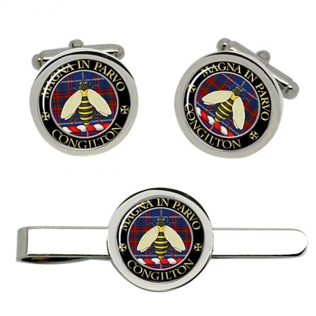 Congilton Scottish Clan Crest Cufflink and Tie Clip Set