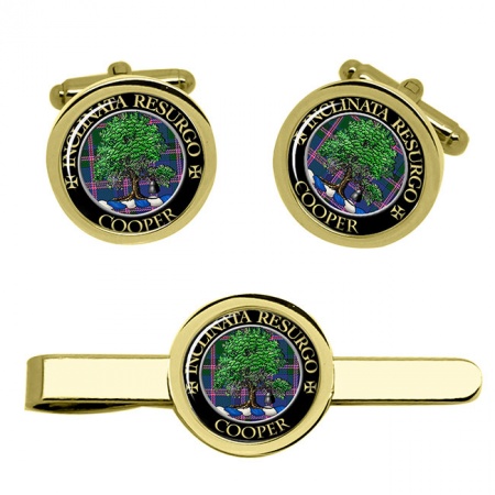 Cooper Scottish Clan Crest Cufflink and Tie Clip Set