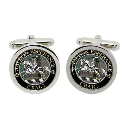 Craig (French Motto) Scottish Clan Crest Cufflinks