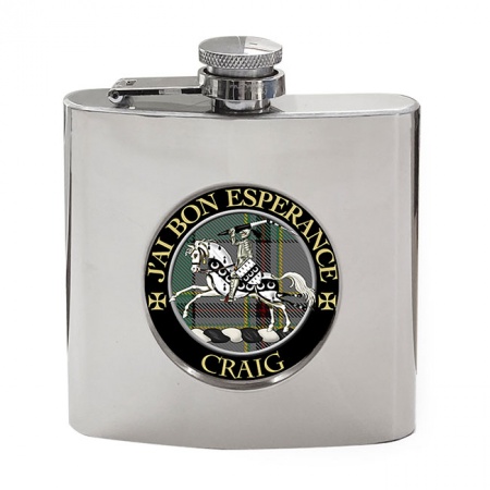 Craig (French Motto) Scottish Clan Crest Hip Flask