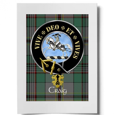 Craig (Latin Motto) Scottish Clan Crest Ready to Frame Print